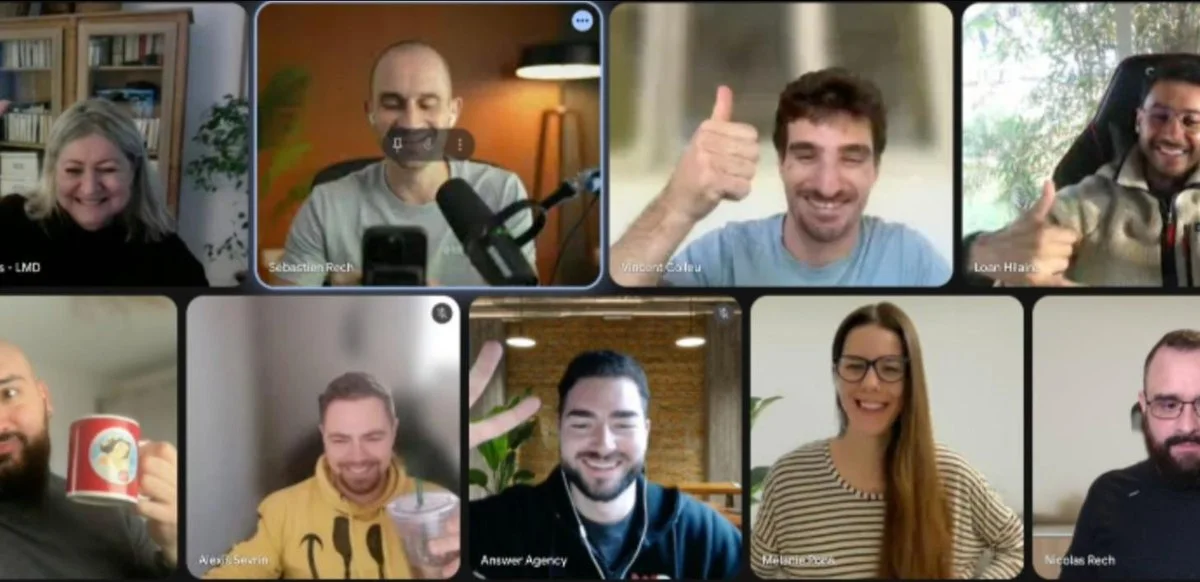 Un atelier collectif en direct sur Google Meet, avec l'équipe et les apprenants