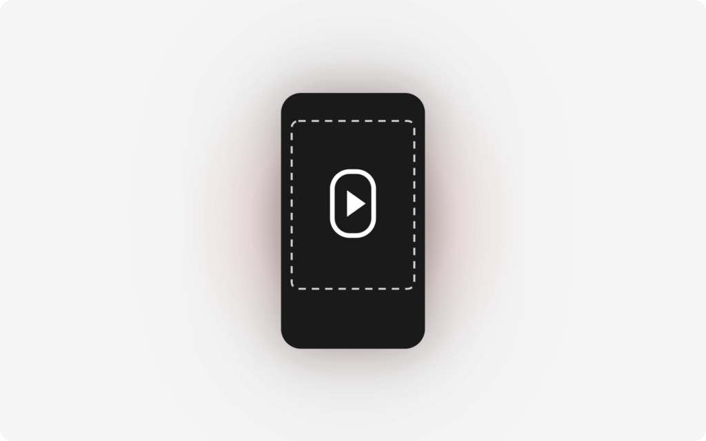 Cadre vertical 9:16 avec la zone de securite YouTube Shorts en pointilles